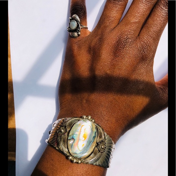 ❌SOLD❌VTG Navajo Sterling ManyGoats Abalone Pearl - Picture 2 of 16